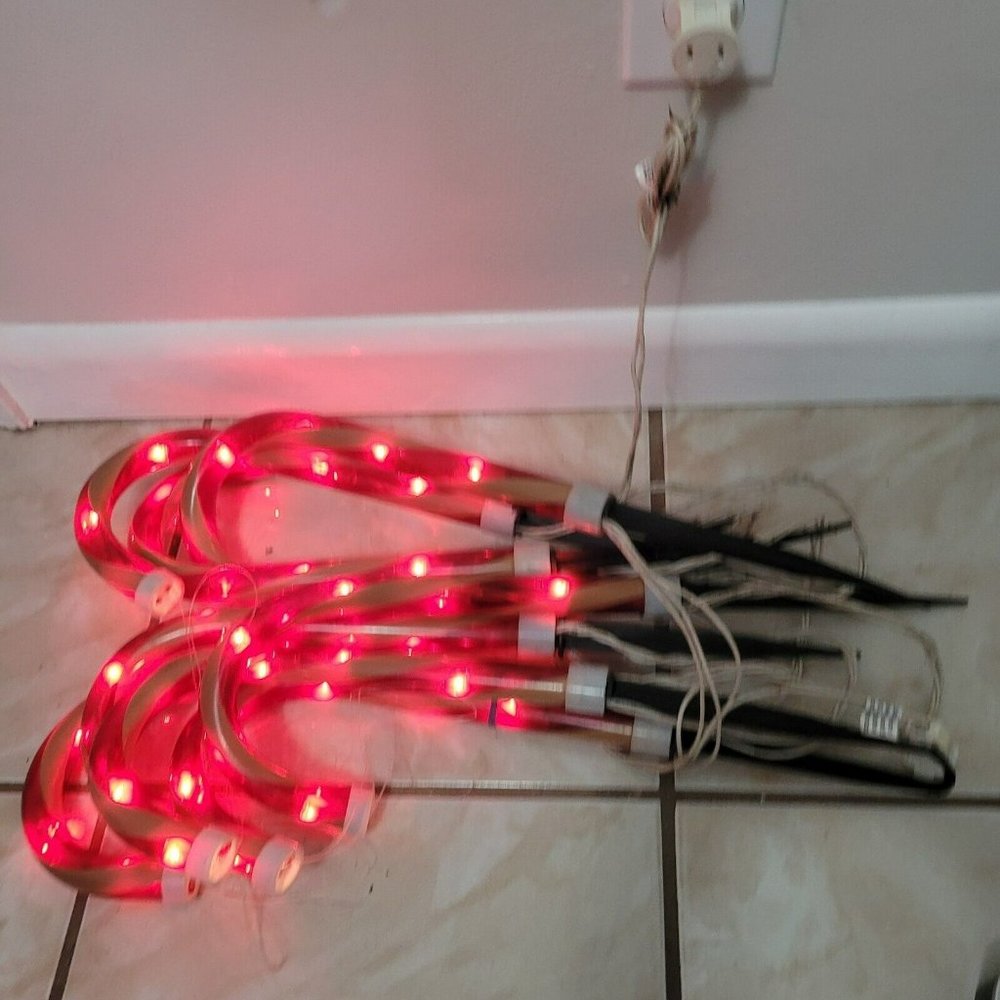 12“ Light Pathway Markers CHRISTMAS RED Candy Canes, Set of 8